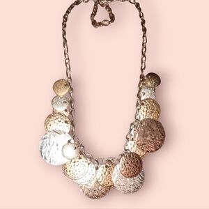 Tri color statement Metal draping coin Classic Bib necklace
